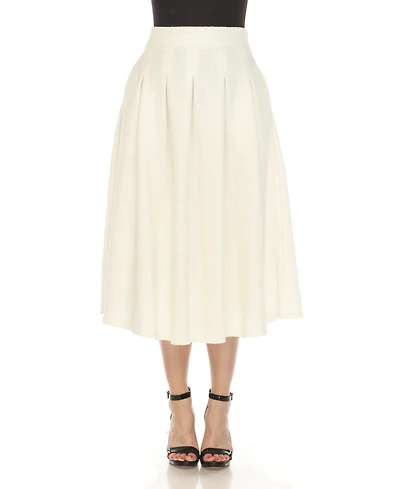 White Mark Women's Tweed Midi Skirt