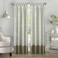 Kate Aurora 2 Pack: Modern Chic Geometric Tab Top Window Curtain Panels - 52 in. W x 63 L, Navy