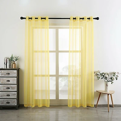 Kate Aurora Living 2 Piece Designer Sheer Voile Grommet Top Window Curtains - 20 in. W x 45 L, Pumpkin Spice