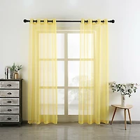 Kate Aurora Living 2 Piece Designer Sheer Voile Grommet Top Window Curtains - 20 in. W x 45 L, Pumpkin Spice