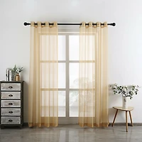 Kate Aurora Living 2 Piece Designer Sheer Voile Grommet Top Window Curtains - 20 in. W x 45 L, Pumpkin Spice