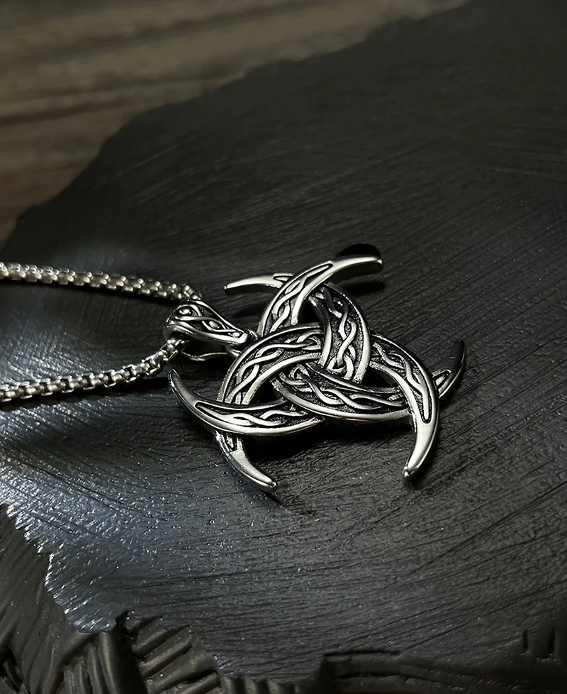 Rhona Sutton Silver Emblem Stainless Steel Pendant Necklace