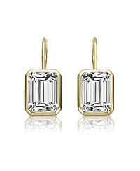 Sterling Silver Cubic Zirconia Baguette Drop Wire Back Earrings White Gold Plated or 14k