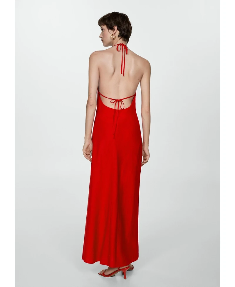 Mango Women's Halter-Neck Linen Dress