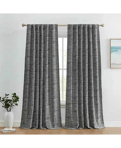 Hlc.me Easton Jacquard Slub Texture - Privacy Curtains with Back Tab Rod Pocket Lightweight Window Curtains Panels