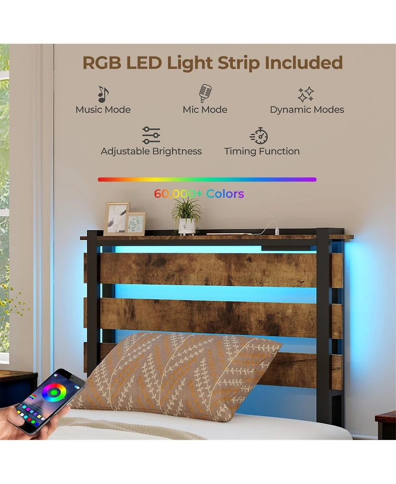 Gymax Twin Size Bed Frame w/ Drawers Led Lights Outlets & Usb Ports Smart App Control