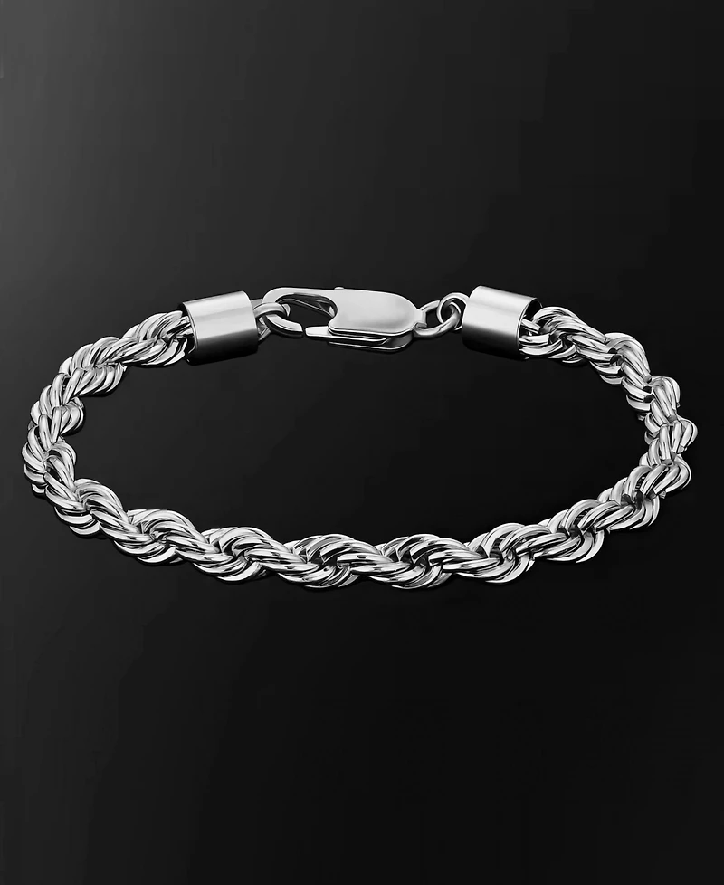 Rhona Sutton Silver Stainless Steel Thick 6MM 8.5" Twisted Rope Chain Bracelet