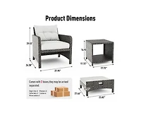 Pamapic 5-Piece Wicker Patio Conversation Set with Cushions