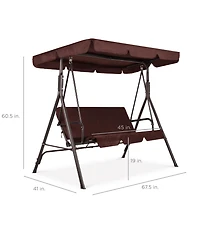 Best Choice Products 2-Person Outdoor Large Convertible Canopy Swing Glider Lounge Chair w/ Removable Cushions