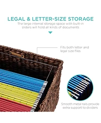 Best Choice Products Hyacinth Rolling Filing Cabinet Mobile Organizer Storage Basket w/ Lid, Locking Wheels