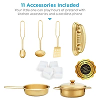 Best Choice Products Pretend Play Kitchen Wooden Toy Set for Kids w/ Telephone, Utensils, Oven, Microwave