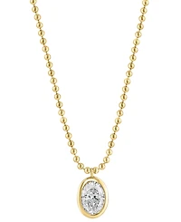 Effy Lab Grown Diamond Oval Bezel Beaded 18" Pendant Necklace (2 ct. t.w.) in 14k Gold