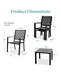 Best Choice Products 3-Piece Stackable Patio Bistro Set, Outdoor Chat Furniture w/ 2 Chairs, Table