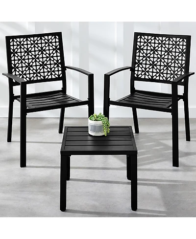 Best Choice Products 3-Piece Stackable Patio Bistro Set, Outdoor Chat Furniture w/ 2 Chairs, Table
