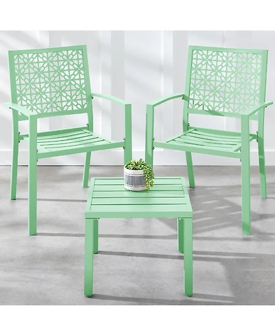 Best Choice Products 3-Piece Stackable Patio Bistro Set, Outdoor Chat Furniture w/ 2 Chairs, Table