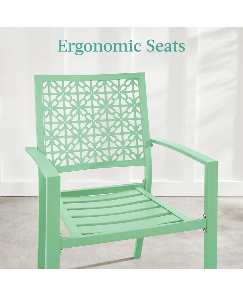 Best Choice Products 3-Piece Stackable Patio Bistro Set, Outdoor Chat Furniture w/ 2 Chairs, Table
