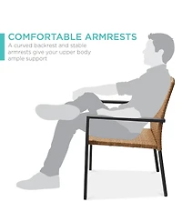Best Choice Products Set of 2 Wicker Chairs, Stackable Outdoor Dining Furniture w/ Armrests