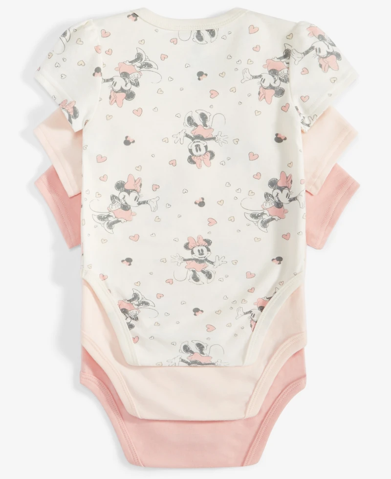 Disney Baby Girls Minnie Mouse Bodysuits, Pack of 3