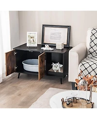 Sugift Cat Litter Box Enclosure with Double Door Cabinet