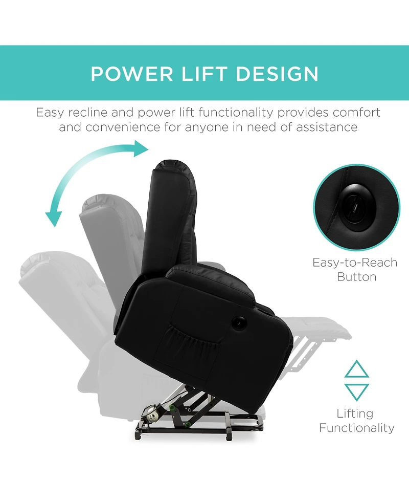 Best Choice Products Electric Power Lift Recliner Massage Chair Furniture w/ Usb Port, Heat, Cupholders