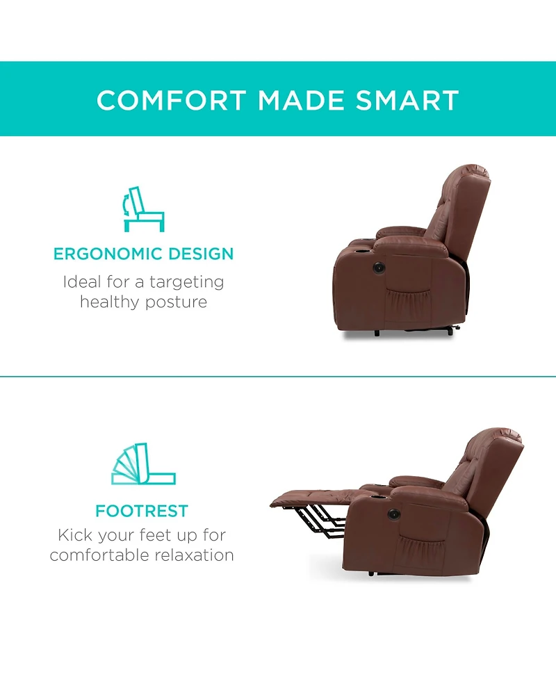 Best Choice Products Electric Power Lift Recliner Massage Chair Furniture w/ Usb Port, Heat, Cupholders