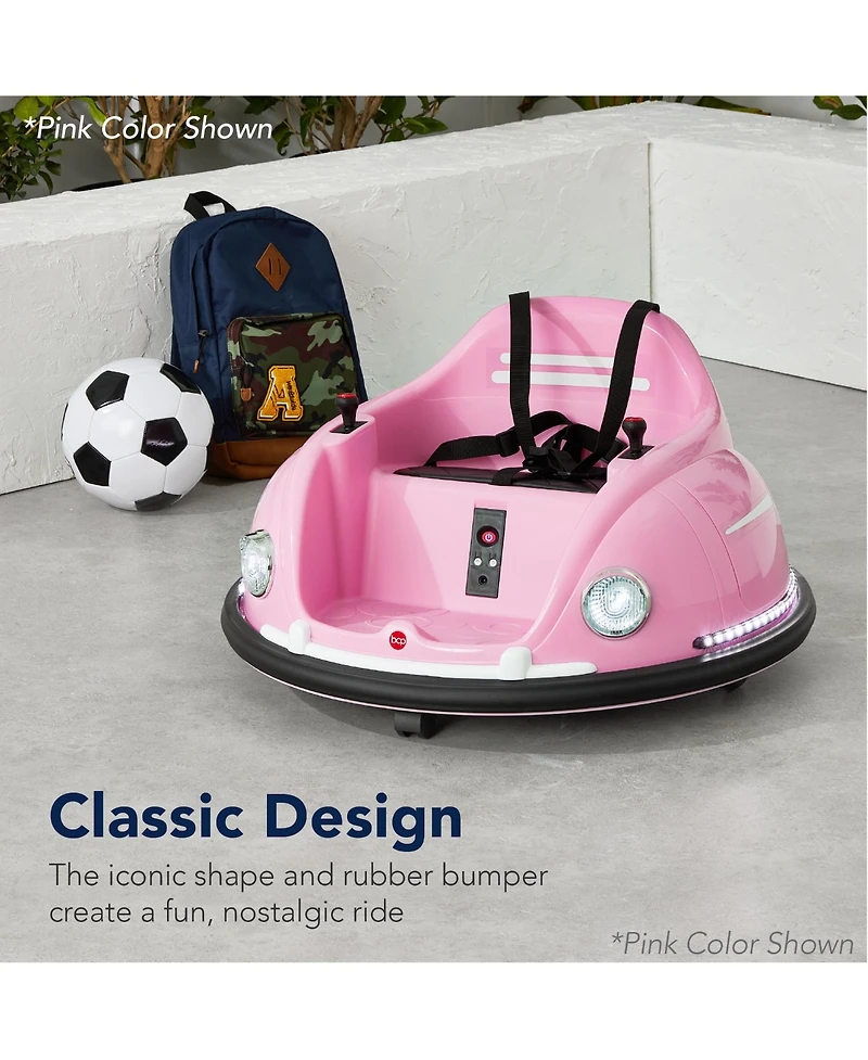 Best Choice Products 6V Kids Ride On Bumper Car Toy w/ Remote Control, Harness, Lights, 360 Degree Spin