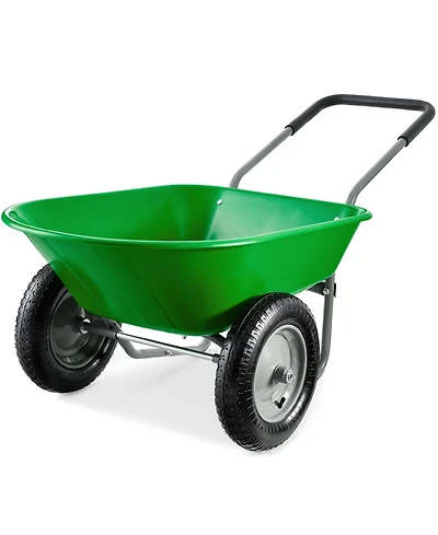 Best Choice Products Dual-Wheel Home Wheelbarrow Yard Garden Cart for Lawn, Construction