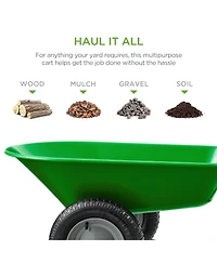Best Choice Products Dual-Wheel Home Wheelbarrow Yard Garden Cart for Lawn, Construction