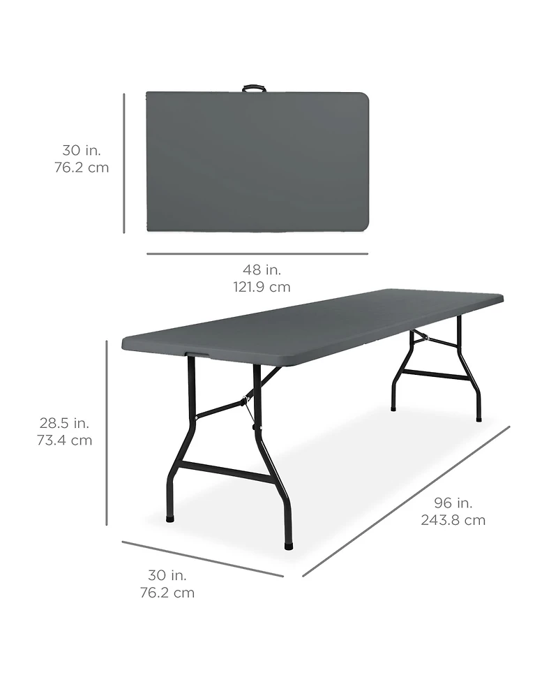 Best Choice Products 8ft Plastic Folding Table, Indoor Outdoor Heavy Duty Portable w/ Handle, Lock for Picnic