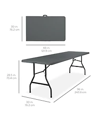 Best Choice Products 8ft Plastic Folding Table, Indoor Outdoor Heavy Duty Portable w/ Handle, Lock for Picnic