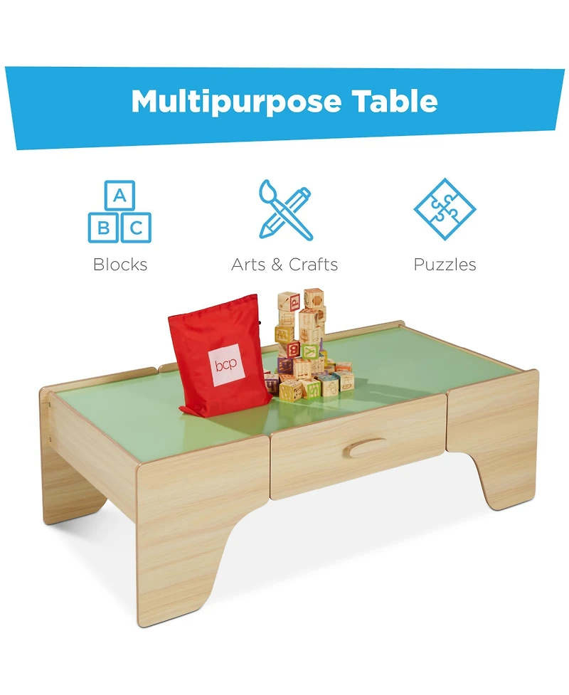 Best Choice Products Kids 35-Piece Train Table, Large Multipurpose Wooden Playset w/ Reversible Table Top