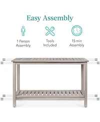 Best Choice Products 48in 2-Shelf Indoor Outdoor Wooden Console Table Multifunctional Buffet Bar Storage
