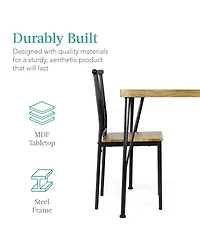 Best Choice Products 5-Piece Indoor Modern Metal Wood Rectangular Dining Table Furniture Set w/ 4 Chairs