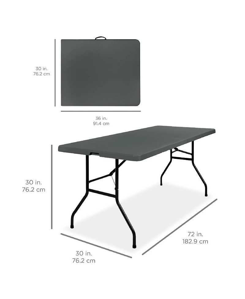 Best Choice Products 6ft Plastic Folding Table, Indoor Outdoor Heavy Duty Portable w/ Handle, Lock