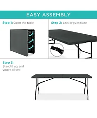 Best Choice Products 6ft Plastic Folding Table, Indoor Outdoor Heavy Duty Portable w/ Handle, Lock
