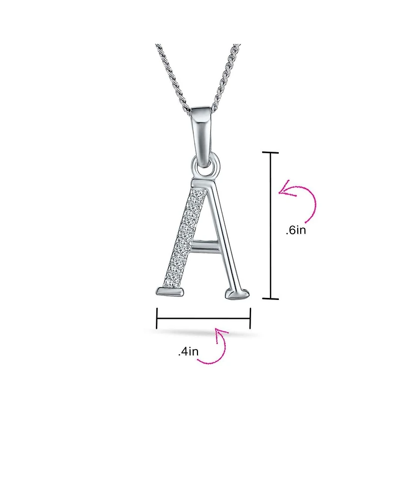 Bling Jewelry Delicate Abc Cubic Zirconia Pave Cz Capital Block Letter Alphabet Initial Pendant Necklace .925 Sterling Silver