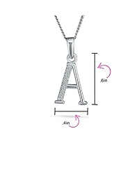Bling Jewelry Delicate Abc Cubic Zirconia Pave Cz Capital Block Letter Alphabet Initial Pendant Necklace .925 Sterling Silver