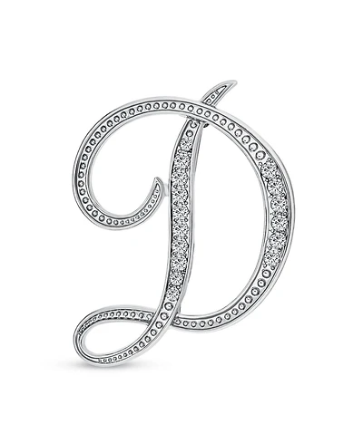 Bling Jewelry Large Statement Abc Pave Crystal Letters Alphabet Initial Scarf Lapel Pin Brooch Silver Plated