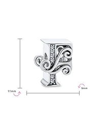 Bling Jewelry Initial Alphabet Bead Charm Fancy Scroll Cz Sparkle Block Letter A-z for Bracelet
