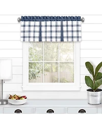 Kate Aurora Windowpane Plaid Country Farmhouse Rod Pocket Window Valance - Burgundy