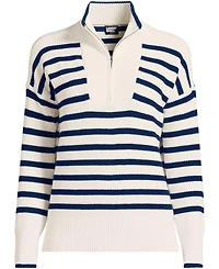 Lands' End Women's Plus Drifter Cotton Quarter Zip Pullover Sweater
