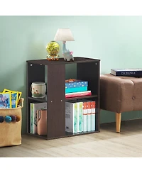 Gymax 2-Tier Side Sofa End Table Bedside Nightstand Brown Home