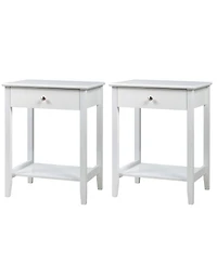 Gymax 2PCS Nightstand Sofa Side End Table Bedroom Living Room w/ Shelf Drawer White