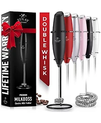 Double Whisk Milk Frother Handheld Mixer With Improved Motor