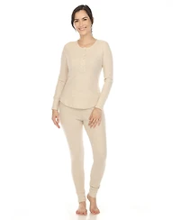 White Mark Women's Waffle Pajama Set