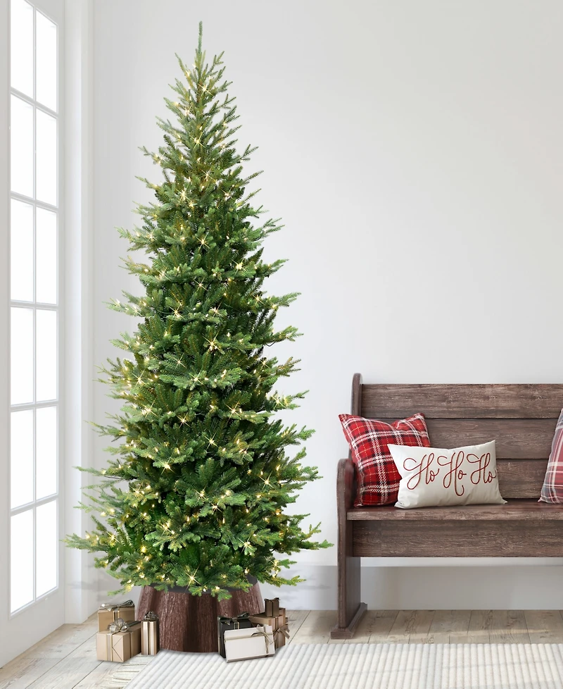 Puleo 7.5" Pre-Lit Slim Chatham Spruce Artificial Christmas Tree with Matching Skirt