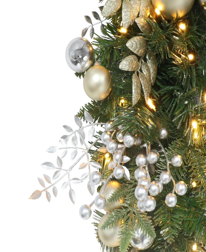 Puleo 6' x 10" Battery-Operated Pre-Lit Decorated Artificial Garland