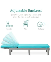 Best Choice Products Outdoor Lounge Chair, Resin Patio Chaise Lounger w/ Seat Cushion, 5 Positions