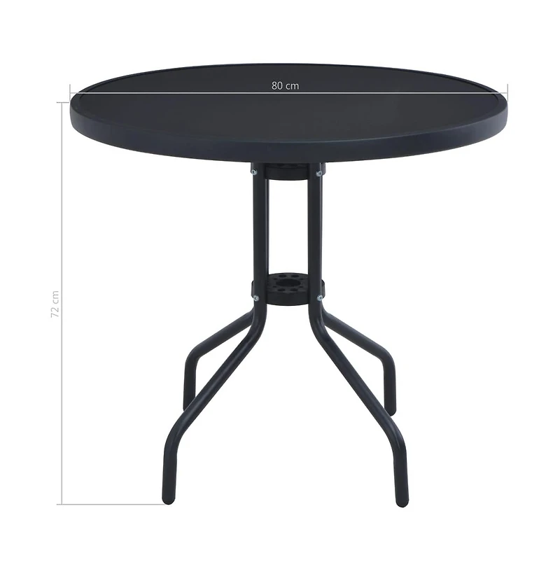 vidaXL Patio Table Black 31.5" Steel and Glass