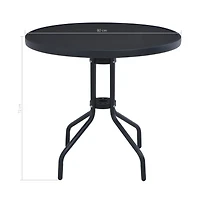 vidaXL Patio Table Black 31.5" Steel and Glass